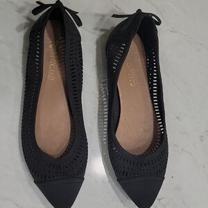 Restricted Black Perforated Flats